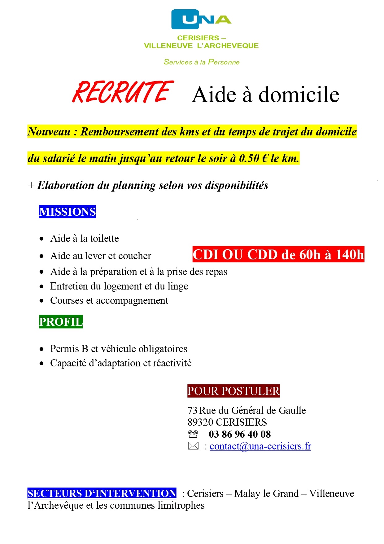 Offre d'emploi UNA