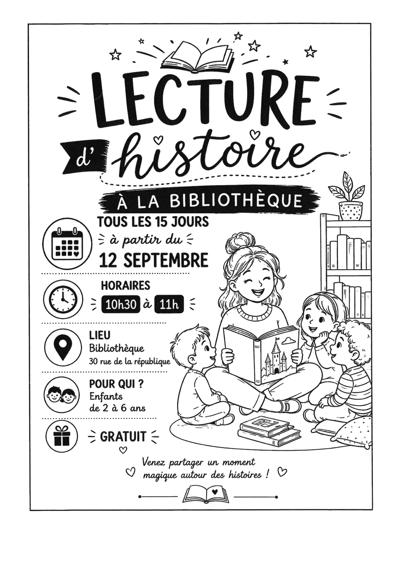lecture d'histoire à la bibliothèque